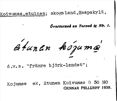 Bild på arkivkortet för arkivposten Koivumaa, etuinen