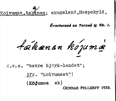 Bild på arkivkortet för arkivposten Koivumaa, takainen