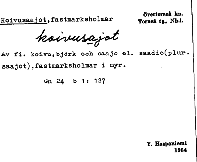 Bild på arkivkortet för arkivposten Koivusaajot