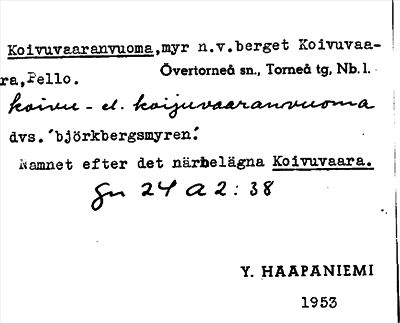 Bild på arkivkortet för arkivposten Koivuvaaranvuoma