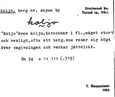 Bild på arkivkortet för arkivposten Koljo