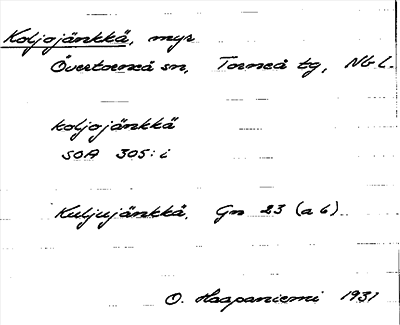 Bild på arkivkortet för arkivposten Koljojänkkä