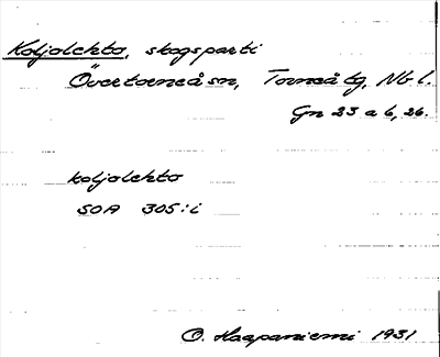 Bild på arkivkortet för arkivposten Koljolehto