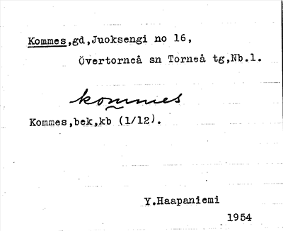 Bild på arkivkortet för arkivposten Kommes