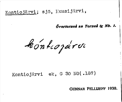 Bild på arkivkortet för arkivposten Kontiojärvi