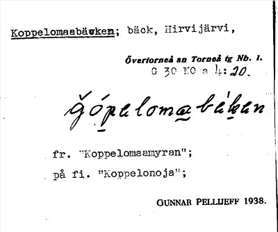 Bild på arkivkortet för arkivposten Koppelomaabäcken
