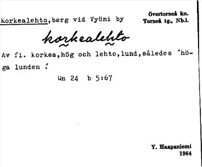 Bild på arkivkortet för arkivposten Korkealehto