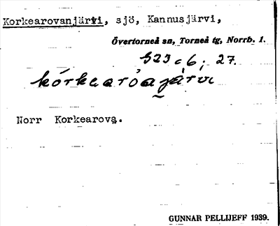 Bild på arkivkortet för arkivposten Korkearovanjärvi