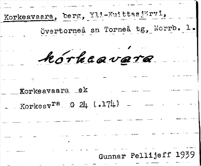 Bild på arkivkortet för arkivposten Korkeavaara