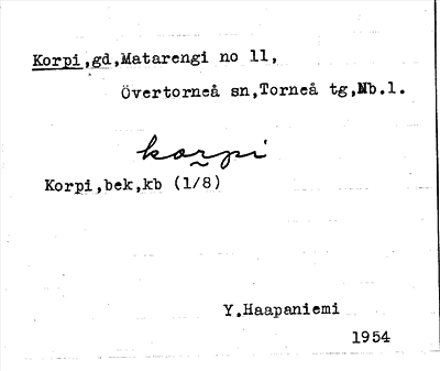 Bild på arkivkortet för arkivposten Korpi