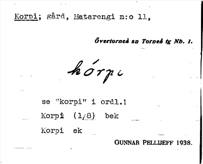 Bild på arkivkortet för arkivposten Korpi