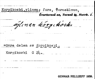Bild på arkivkortet för arkivposten Korpikoski, ylinen