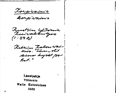 Bild på arkivkortet för arkivposten Korpivainio