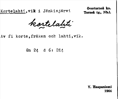 Bild på arkivkortet för arkivposten Kortelahti