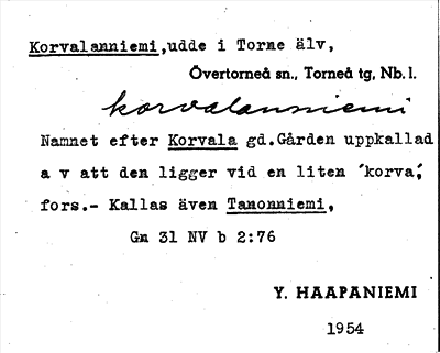 Bild på arkivkortet för arkivposten Korvalanniemi