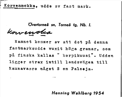 Bild på arkivkortet för arkivposten Korvennokka