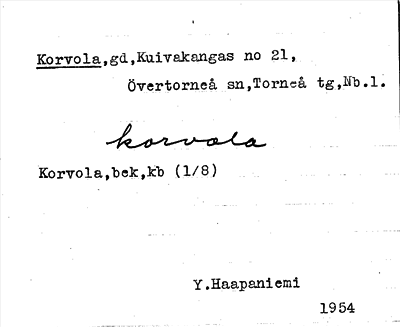 Bild på arkivkortet för arkivposten Korvola