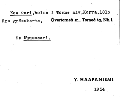Bild på arkivkortet för arkivposten Kos Sari, se Kuussaari