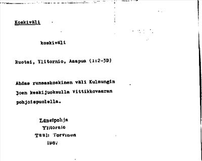 Bild på arkivkortet för arkivposten Koskiväli