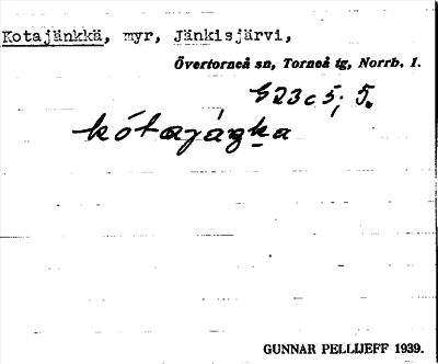Bild på arkivkortet för arkivposten Kotajänkkä