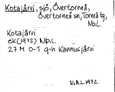Bild på arkivkortet för arkivposten Kotajärvi
