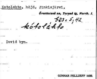 Bild på arkivkortet för arkivposten Kotolehto