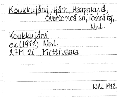 Bild på arkivkortet för arkivposten Koukkujärvi