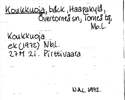 Bild på arkivkortet för arkivposten Koukkuoja