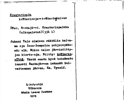 Bild på arkivkortet för arkivposten Kraatarinoja