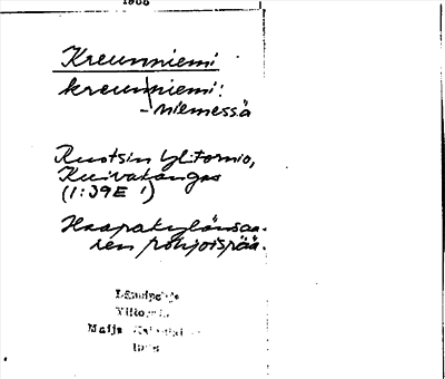 Bild på arkivkortet för arkivposten Kreunniemi