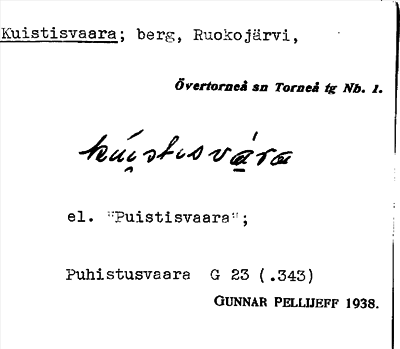Bild på arkivkortet för arkivposten Kuistisvaara