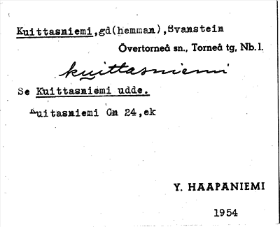 Bild på arkivkortet för arkivposten Kuittasniemi