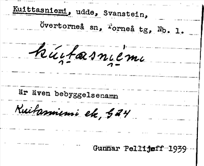 Bild på arkivkortet för arkivposten Kuittasniemi