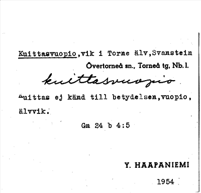 Bild på arkivkortet för arkivposten Kuittasvuopio
