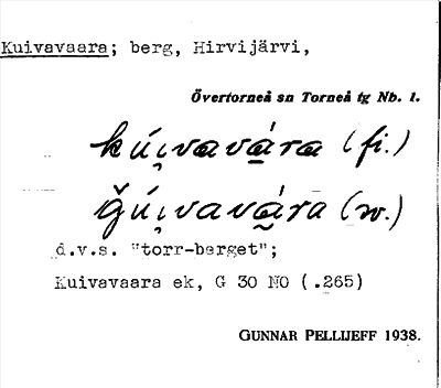 Bild på arkivkortet för arkivposten Kuivavaara