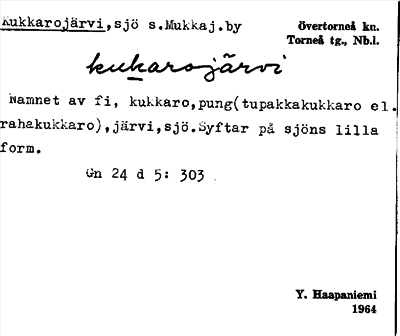 Bild på arkivkortet för arkivposten Kukkarojärvi