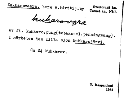 Bild på arkivkortet för arkivposten Kukkarovaara