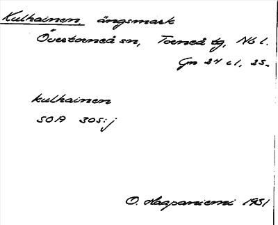 Bild på arkivkortet för arkivposten Kulhainen