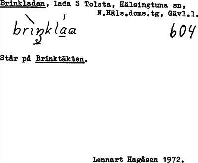 Bild på arkivkortet för arkivposten Brinkladan