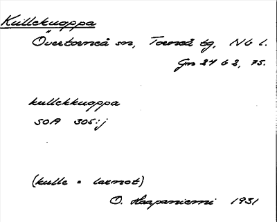 Bild på arkivkortet för arkivposten Kullekuoppa