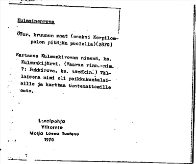 Bild på arkivkortet för arkivposten Kulmainenrova