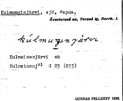 Bild på arkivkortet för arkivposten Kulmunginjärvi