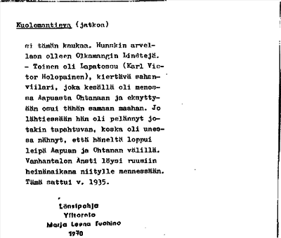 Bild på arkivkortet för arkivposten Kuolemantieva