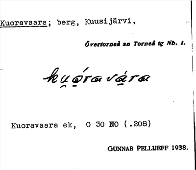Bild på arkivkortet för arkivposten Kuoravaara