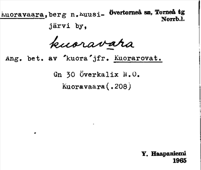 Bild på arkivkortet för arkivposten Kuoravaara