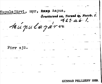 Bild på arkivkortet för arkivposten Kupulajärvi