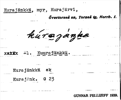 Bild på arkivkortet för arkivposten Kurajänkkä