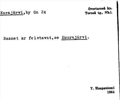 Bild på arkivkortet för arkivposten Kurajärvi, se Kuurajärvi
