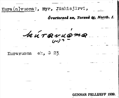 Bild på arkivkortet för arkivposten Kura(n)vuoma?