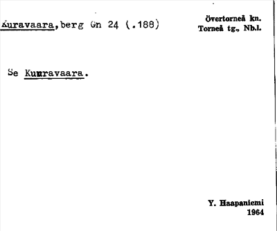 Bild på arkivkortet för arkivposten Kuravaara, se Kuuravaara